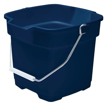 Rubbermaid Roughneck Square Bucket 12-Quart Blue Sturdy Pail Bucket Organizer Household Cleaning Supplies Projects Mopping Storage Comfortable Durable Grip Pour Handle