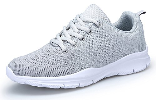 KOUDYEN Laufschuhe Atmungsaktiv Turnschuhe Schnürer Sportschuhe Sneaker für Herren Damen, 39 EU, Grau