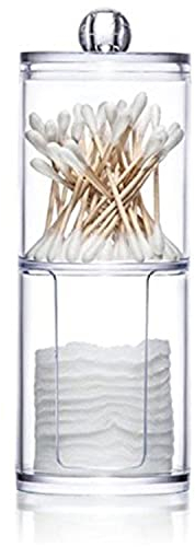 Kamay's Transparent Cotton Ball Pad Swabs Make Up Pads Dispenser Holder Organizer Container with lid Multifunction Acrylic Cosmetic Makeup Organizer (A)
