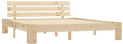 vidaXL Giroletto Classico Elegante Robusto Struttura Telaio Letto Naturale 160x200 cm con Testiera Doghe in Compensato Legno Massello Pino