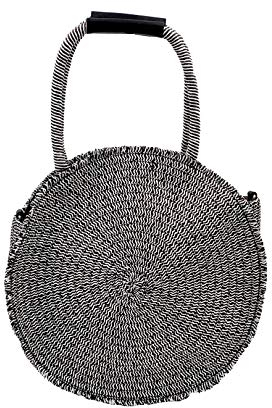 Ibiza Strandtasche Venezia Rund // Shopper, Vegane Bali Strohtasche in Schwarz Weiß - Beachbag Straw Black and White - Boho Chic Style