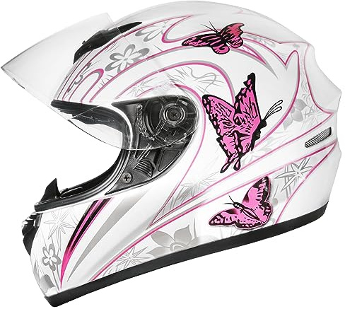 Zorax Pink Butterfly L Casque de Moto intégral Homologué ECE 2206 59-60 cm