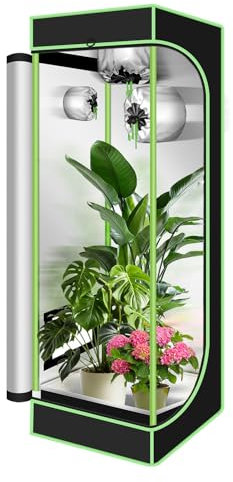 Ansobea Tente de culture, 40 x 40 x 120 cm, tente de culture Oxford 600D, étanche et étanche, serre aérée pour la culture à la maison, culture en intérieur