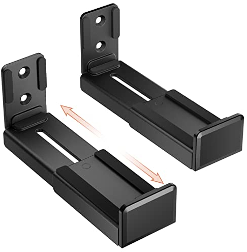 PUTORSEN Soundbar Wandhalterung, Universal Dual Soundbar-Wandhalter bis max. 15 kg, Tiefenverstellung 90-154mm Center Lautsprecher Halterung, Schwarz