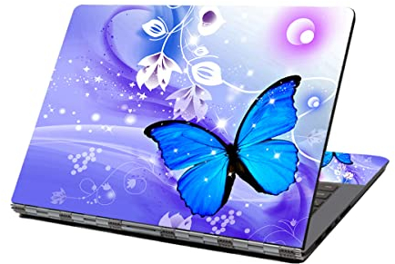 Laptop Skin Aufkleber Aufkleber 13 13,3 14 15 15,4 15,6 Zoll Laptop Vinyl Skin Sticker Cover Art Decal Protector Notebook PC (Blauer Schmetterling)