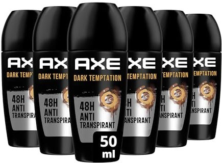 AXE - Déodorant Homme Dark Temptation - Bille Anti-transpirante - fraîcheur 48h - parfum chocolat gourmand (lot de 6x 50ml)