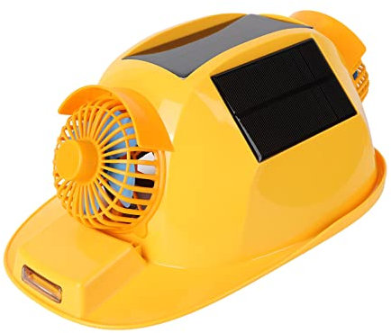 Cappello Rigido per Ventilatore Solare Casco di Sicurezza a Doppio Ventilatore in ABS Cappuccio Rigido Traspirante Ventilato con Luce per Costruzioni e Trasporti (giallo)
