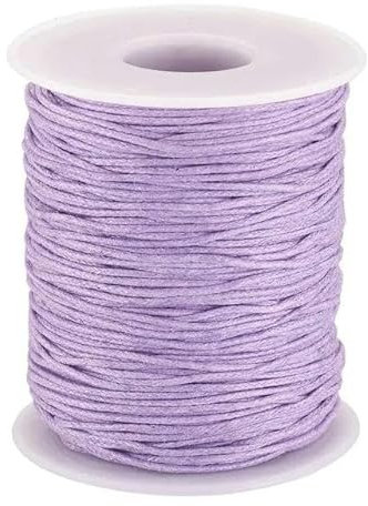 1mm Waxed Polyester Thread Korean Wax Cotton Thread Thread Line String for DIY Jewelry Making Bracelet Necklace Braided Rope 100yard/Roll-166 Lilac