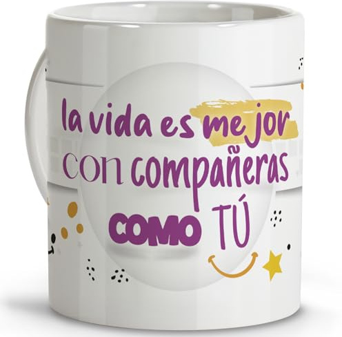 Detalles compañeros de trabajo. Tazas originales para regalar. Regalo compañera trabajo. Regalo amiga. Taza cerámica 330 ml.