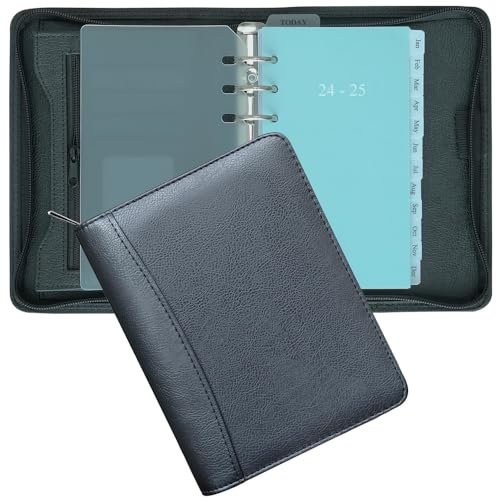 newestor Zipper Planner Organiser, Juli 2024 - Juni 2025 Wochen- und Monatsmagazine mit Kunstledereinband, A6/Personal Size