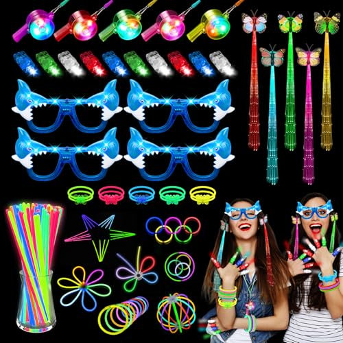 LURICO Braccialetti Luminosi Fluorescenti, 84 Pezzi Occhiali Luminosi per Feste, Occhiali LED Party, Bracciali Luminosi Fluorescenti, per Fluo Party, Matrimonio, Carnevale, Compleanni, Capodanno