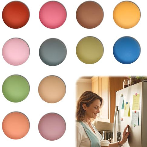 12 Pack Strong Fridge Magnets for Refrigerator,Cute Whiteboard Magnet Colorful Round Locker Magnetic Mini Push Pins for Kitchen & Office Photos,Memos,Notes,Maps & Crafts(12 Pieces & 12 Colors)