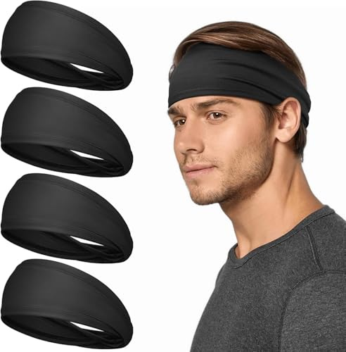 Tumurup Cinta Pelo Deporte, 4 Pcs Cinta Pelo Hombre Diadema Hombre Antiscivolo Elástico Headband Accesorios Running Deporte