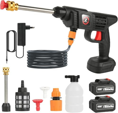 Hidrolimpiadora de Alta Presion, MAX 35 Bar Hidrolimpiadora Batería, Pistola de Agua a Presión con 2X Batería 12,0 Ah, para Limpiar Coche, Jardín, Terraza, y Exteriores, Press & Clean Pistola Lavado