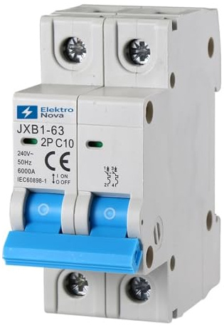 ELEKTRONOVA Interruttore Magnetotermico 2P C10 10A 6kA – 2 Moduli DIN – 220V