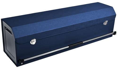 XCF Organiseur de coffre de voiture avec couvercle, grande boîte de rangement XXL et poignée stable, 90 l, en cuir de qualité supérieure, pour les voyages, le camping et le shopping (bleu)