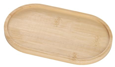 mkemka Ovale Holz Serviertablett, Ellipse Bambus Tablett, Holzteller für Kaffee, Brot, Frühstück, Desserts, Kuchen, Handtücher, Kleinigkeiten, Kosmetik Arbeitsplatten Organizertablett