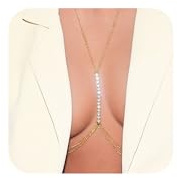 MODRSA Gold Rhinestone Body Chain Jewelry for Women Gold Body Jewelry for Women Sexy Dainty Waist Chain Bra Chains Jewelry Lingerie Summer Bikini Chest Chains Bodychain Trendy Simple
