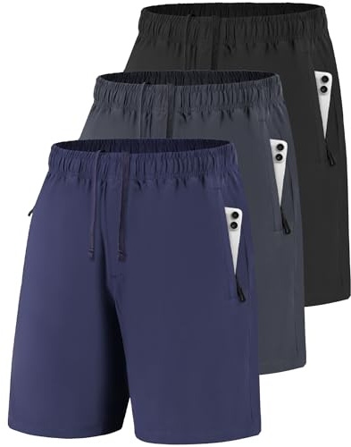 JOVCOVL Men’s Running Shorts 7 Inch, Quick Dry Gym Shorts, Zipper Pockets