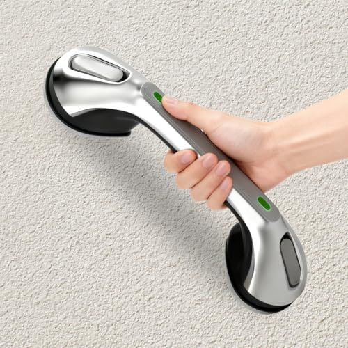 Haltegriff Dusche Ohne Bohren, Haltegriff Mit Saugnapf, Haltegriffe Für Senioren 40CM, Max 110 Kg, Duschgriff Mit Saugnapf, Abnehmbare Badewannen Einstiegshilfe Mit Saugwarnung Für Ältere Menschen