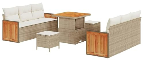 Gecheer Set Divano da Giardino con cuscino 9 pcs, design intrecciato, polyrattan di alta qualità, stoccaggio intelligente, per spazi esterni