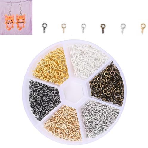 600 Pieza Mini Ojo Tornillo Perno Cáncamos de Acero,4x8mm Ganchos de Tornillo Ojal con Rosca para Madera,Para Manualidades,Bricolaje,Decoración Y Joyería Atornillables Pernos de Ojo Ojal