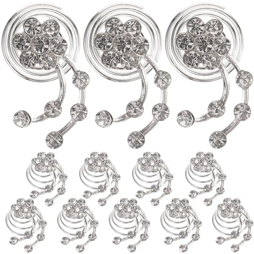 Spirales Capillaires Argentées en Alliage Ornées de Cristaux, Lot 12 Femmes | Coiffure Mariée Européenne et Fête, Finition Délicate, S'accorde Facilement, Accessoires Stylés pour Femmes