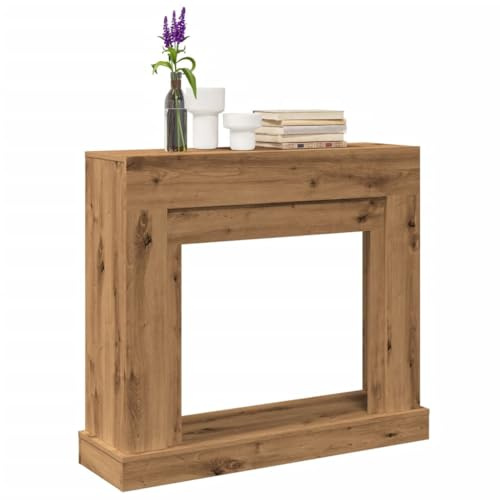 LoogCape Kaminkant Artisan-ek 100 x 30 x 87,5 cm, trämaterial för elektrisk kamin, dekorativa kamintillbehör, träugn ersättning, eldstadstillbehör, lättskött kaminbeklädnad