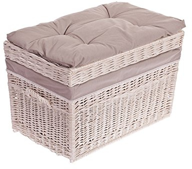 e-wicker24, cesto per biancheria in vimini, cesto per giocattoli in vimini, colore bianco lucido