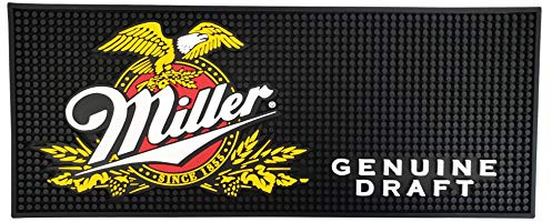 Miller Genuine Draft Beer Rectangular Bar Mat Spill Mat Rail Drip Mat - 20.5 x 8.25