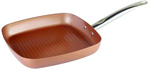XSQUO Useful Tech Sartén y Plancha Grill de 28cm. Apta para inducción y Horno. con Recubrimiento de Cobre micronizado. Gourmet Tools