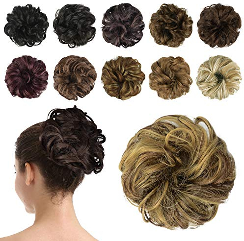 BARSDAR Haarteil dutt Haargummi Hochsteckfrisuren,Haarteil Haarverlängerung Gewellt Unordentlicher dutt Haarknoten Pferdeschwanz für Frauen