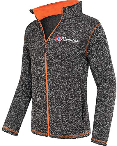 Nebulus Herren Fleecejacke Tanna, warme Fleece Jacke, mit langem Full-Zip Reißverschluss, schwarz-orange - 3XL