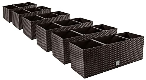 6X Blumenkasten Blumentopf Rattan-Optik Pflanztopf Balkonkasten Pflanzkästen, Umbra