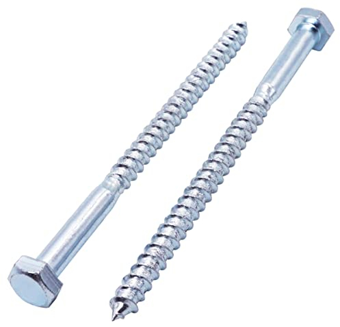 SKIR'CO (20 piezas) Tornillos de madera DIN 571 de acero galvanizado con cabeza hexagonal M8 x 120 mm, tornillos coach, tornillos hexagonales, tornillos de retardo