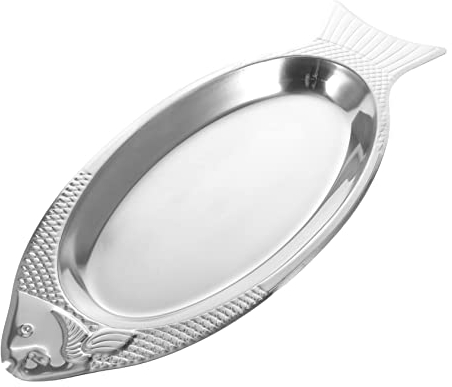 Cabilock Tablett 1 Stück Fisch Sushi- Pizza- Glas Metall Fischplatte Ovales Servier Fisch-Servierplatte Gedämpftes Fischgericht Party- Teller