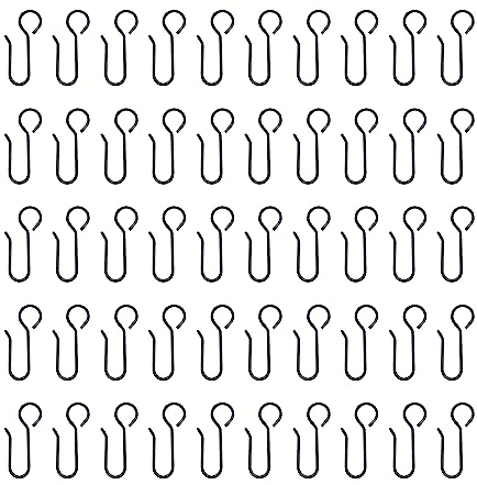 UMCHU 50 Stück Vorhanghaken, Schwarz Metallvorhanghaken, Faltenhaken, Drapierungshaken, für die meisten Vorhänge, die Vorhanghaken benötigen