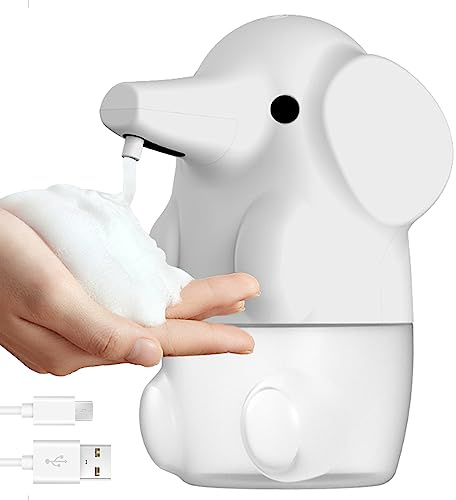 Dispenser automatico di sapone a forma di elefante Dispenser di sapone schiumogeno 2 modalità USB Ricaricabile Carino Animale Touchless Dispenser di sapone per mani per bambini Bagno 250ML Bianco