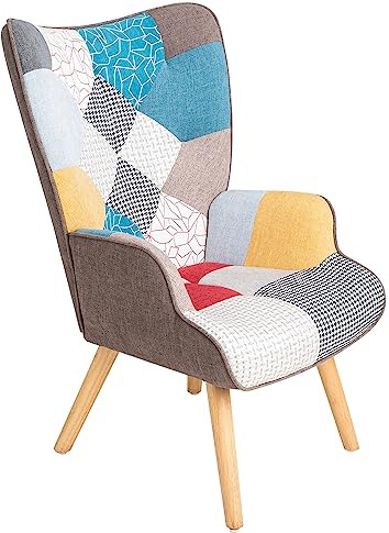 Poltrona Poltroncina Relax Patchwork con Schienal da Arredo Soggiorno Cucina Design