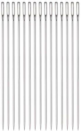 QUARKZMAN 15uds Abalorios Agujas 1,6mm Diámetro Largo Recto Coser Agujas Inoxidable Acero Bordado Coser Agujas 4 Pulgadas