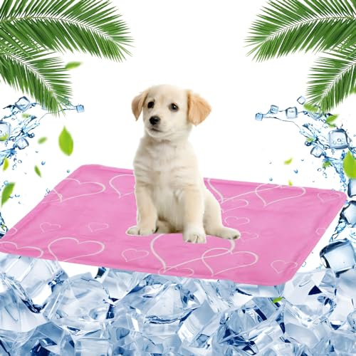 FFTANXS Tappetino Refrigerante Cane,40 x 50cm Tappeto Refrigerante Per Cani,Tappetino Refrigerante Per Gatti Con gel atossico,Tappetini Refrigeranti Cane Adatto Piccolo Taglie di Cani,Gatti(Rosa)