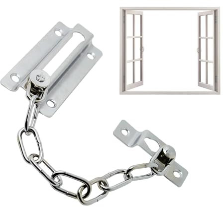 Chaîne de protection de porte à chaîne de forage - Serrures à chaîne en métal résistant à la rouille - Chaîne antivol - Chaîne de sécurité polie pour porte intérieure et serrure supplémentaire de