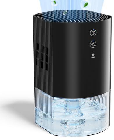 GOAMGE Deumidificatore 990ML,Deumidificatore Casa Muffa, Sbrinamento Automatico, Spegnimento Automatico, 23W, LED a 7 Colori,Portatile per Camera da Letto