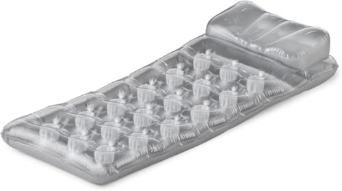 Intex 58894EU - Materasso ad aria gonfiabile con 18 fori e cuscino, vinile, grigio, 188x71 cm (Nuova versione)
