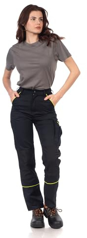 Stenso Bella Arbeitshose Damen Stretch, Funktionale Arbeitshose Damen Im Modernen Design Für Handwerk, Baustelle Und Outdoor-Einsatz - Schwarz 36