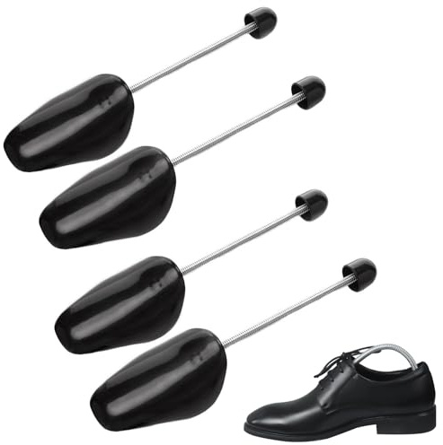 Techchii Shoe Trees for Men, 2 Pairs Adjustable Spiral Spring Plastic Shoes Stretcher Sneaker Shoes Shaper Black Shoe Stretchers Mens for UK 6-11/EU 39-45