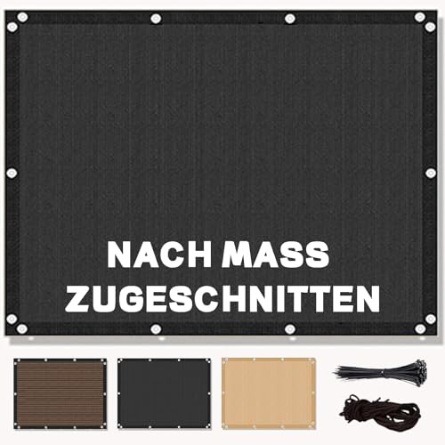 Sonnensegel Wasserdicht 5x6M Sonnenschutz Quadrat, Windschutznetz inkl Seil, 95% UV-Schutz Reißfest Wetterfest, für Garten Balkon Und Terrasse, Schwarz