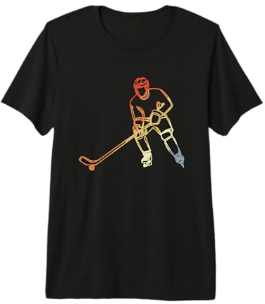 Croquis Vintage d'un Joueur de Hockey sur Glace Look rétro T-Shirt Haut de Gamme