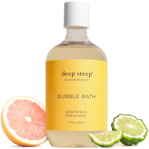 Deep Steep Grapefruit Bergamot Bubble Bath for Women, Hypoallergenic, Clinically Tested, Clean Formula for Sensitive Skin, Sulfate-Free, 17 fl oz Bottle, Essential Bath Accessories