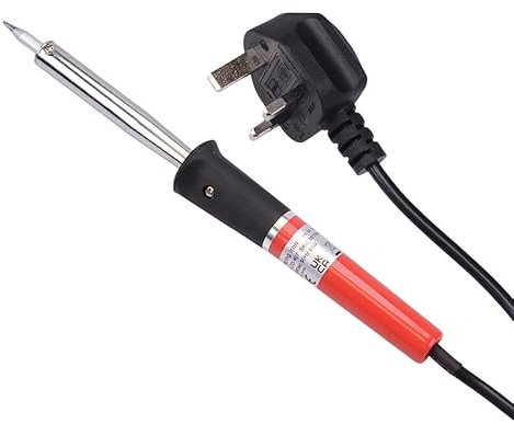 Mains Powered Soldering Iron Solder UK Plug Basic Beginner Electronics DIY Hobby Repairs (30, Watts)